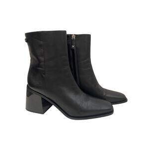 Sam Edelman Winnie Black Leather Square Toe Block Heel Ankle Boot Size 10